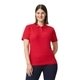 aerial view a red gildan ladies softstyle double pique polo, image 1 of 3