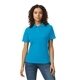 aerial view a sapphire gildan ladies softstyle double pique polo, image 1 of 3
