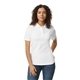 aerial view a white gildan ladies softstyle double pique polo, image 1 of 3