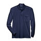 aerial view a classic navy core365 - mens pinnacle performance long sleeve piqu polo with pocket, image 1 of 5
