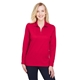 aerial view a red devon jones crownlux performance(r)ladies plaited long sleeve polo, image 1 of 6