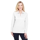 aerial view a white devon jones crownlux performance(r)ladies plaited long sleeve polo, image 1 of 6