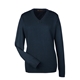 aerial view a dark navy harriton - womens pilbloc v - neck sweater, image 1 of 4