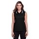 aerial view a black/ white devon jones crownlux performance(r)ladies plaited tipped sleeveless polo, image 1 of 6