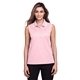 aerial view a pink/ white devon jones crownlux performance(r)ladies plaited tipped sleeveless polo, image 1 of 6
