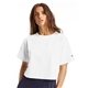 aerial view a white champion ladies cropped heritage t - shirt, image 1 of 3