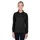 aerial view a black harriton ladies advantage snag protection plus long - sleeve tactical polo, image 1 of 6