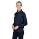 aerial view a dark navy harriton ladies advantage snag protection plus long - sleeve tactical polo, image 1 of 6