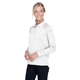 aerial view a white harriton ladies advantage snag protection plus long - sleeve tactical polo, image 1 of 6