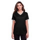 aerial view a black/ white devon jones crownlux performance(r)ladies plaited tipped v - neck top, image 1 of 6