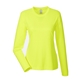 aerial view a bright yellow ultraclub - womens cool dry performance long - sleeve top, image 1 of 4