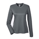 aerial view a charcoal ultraclub - womens cool dry performance long - sleeve top, image 1 of 4