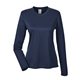 aerial view a navy ultraclub - womens cool dry performance long - sleeve top, image 1 of 4
