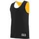 a black/ gold augusta sportswear adult wicking polyester reversible sleeveless jersey