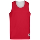 aerial view a red/ white augusta sportswear adult wicking polyester reversible sleeveless jersey, image 1 of 2