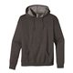 aerial view a charcoal econscious unisex heathered fleece pullover hooded sweatshirt, image 1 of 2