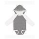 aerial view a granite hth/ wht rabbit skins infant long sleeve fine jersey bodysuit with ears, image 1 of 3