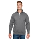 aerial view a charcoal bayside unisex usa made quarter - zip pullover sweatshirt, image 1 of 3
