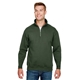 aerial view a hunter green bayside unisex usa made quarter - zip pullover sweatshirt, image 1 of 3