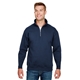 aerial view a navy bayside unisex usa made quarter - zip pullover sweatshirt, image 1 of 3