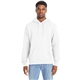 aerial view a white hanes perfect sweats pullover hooded sweatshirt, image 1 of 2