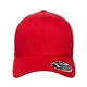 aerial view a red flexfit adult 110(r) mesh cap, image 1 of 3