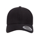 aerial view a black yp classics premium curved visor snapback cap, image 1 of 3
