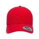 aerial view a red yp classics premium curved visor snapback cap, image 1 of 4