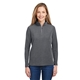 aerial view a carbon heather core365 ladies fusion chromasoft(tm) pique quarter - zip, image 1 of 8