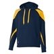 a navy/ light gold holloway unisex prospect athletic fleece hooded sweatshirt