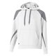 a white/ char hthr holloway unisex prospect athletic fleece hooded sweatshirt