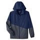aerial view a clasc navy/ crbn core365 unisex techno lite colorblock windbreaker, image 1 of 10