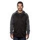 aerial view a black/ charcoal burnside mens performance hooded sweatshirt, image 1 of 3