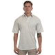 aerial view a heather ecru burnside mens fader jersey polo, image 1 of 4