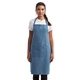 aerial view a blue denim artisan collection by reprime unisex colours recycled bib apron with pocket, image 1 of 4