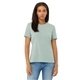 aerial view a dusty blu trblnd bella + canvas ladies relaxed triblend t - shirt, image 1 of 3