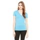 aerial view a aqua triblend bella + canvas ladies triblend short - sleeve deep v - neck t - shirt, image 1 of 2