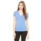 aerial view a blue triblend bella + canvas ladies triblend short - sleeve deep v - neck t - shirt, image 1 of 3