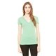 aerial view a green triblend bella + canvas ladies triblend short - sleeve deep v - neck t - shirt, image 1 of 3