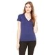 aerial view a navy triblend bella + canvas ladies triblend short - sleeve deep v - neck t - shirt, image 1 of 2