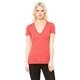 aerial view a red triblend bella + canvas ladies triblend short - sleeve deep v - neck t - shirt, image 1 of 3