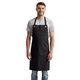 aerial view a black/ charcoal artisan collection by reprime unisex barley contrast stitch recycled bib apron, image 1 of 4
