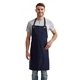 aerial view a navy/ camel artisan collection by reprime unisex barley contrast stitch recycled bib apron, image 1 of 4