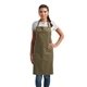 aerial view a olive/ chestnut artisan collection by reprime unisex barley contrast stitch recycled bib apron, image 1 of 4