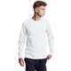 aerial view a white champion unisex heritage long - sleeve t - shirt, image 1 of 5