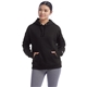 aerial view a black champion ladies powerblend relaxed hooded sweatshirt, image 1 of 5
