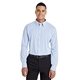 aerial view a french blue/ wht devon jones crownlux performance(r) mens micro windowpane woven shirt, image 1 of 4