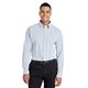 aerial view a navy/ white devon jones crownlux performance(r) mens micro windowpane woven shirt, image 1 of 4