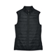 aerial view a black core365 ladies prevail packable puffer vest, image 1 of 6