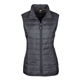 aerial view a carbon core365 ladies prevail packable puffer vest, image 1 of 6